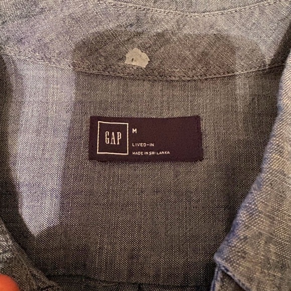 GAP Mens Casual Gray Blue Chambray Button-Down Shirt Size Medium - Picture 3 of 5